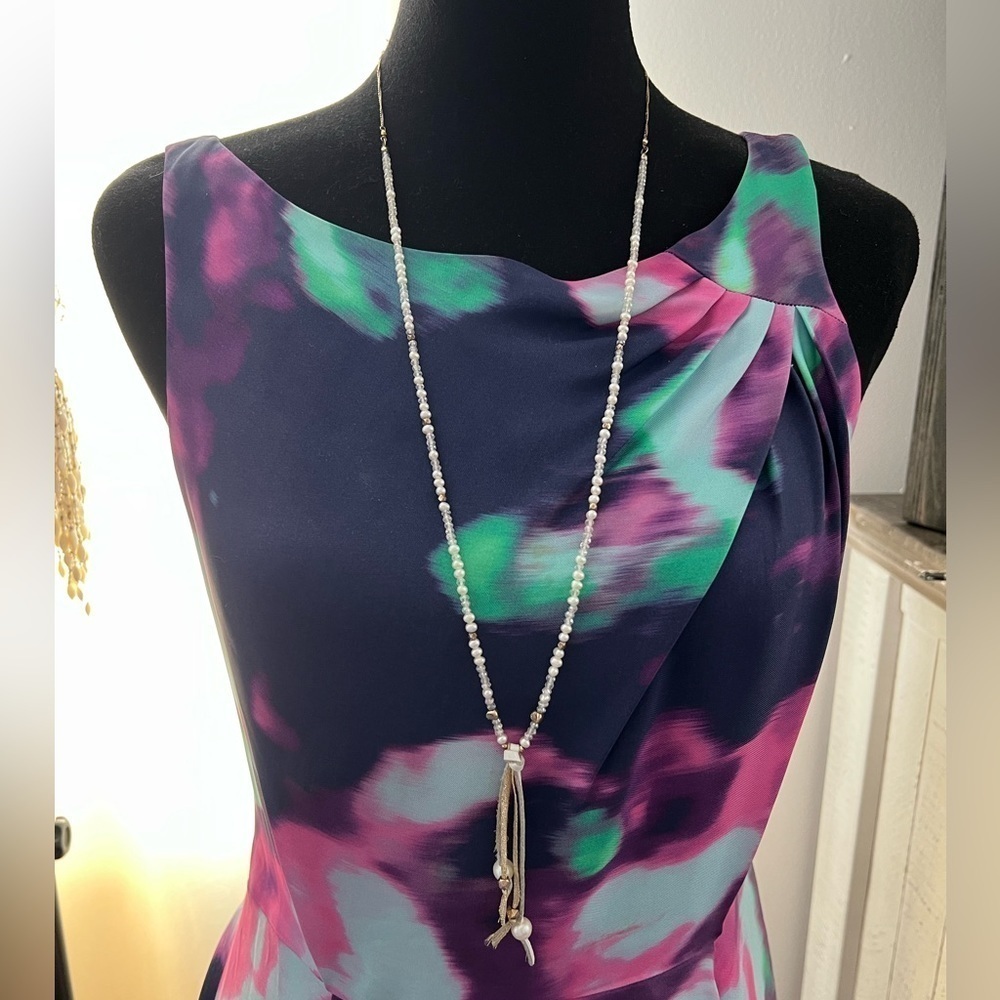 Chan Luu Sterling Silver Pearl & Glass Necklace 32” B30 - Picture 2 of 6